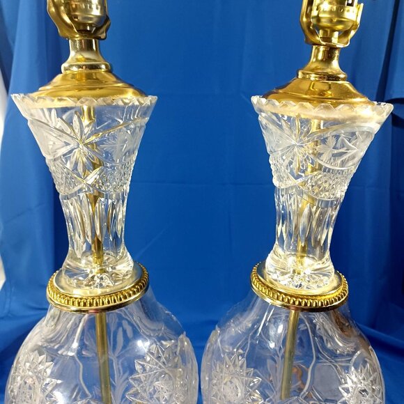 Vintage  Hollywood Regency Bohemian Crystal Brass  Buffet Table Lamp MUST BUY 2! - Picture 11 of 13